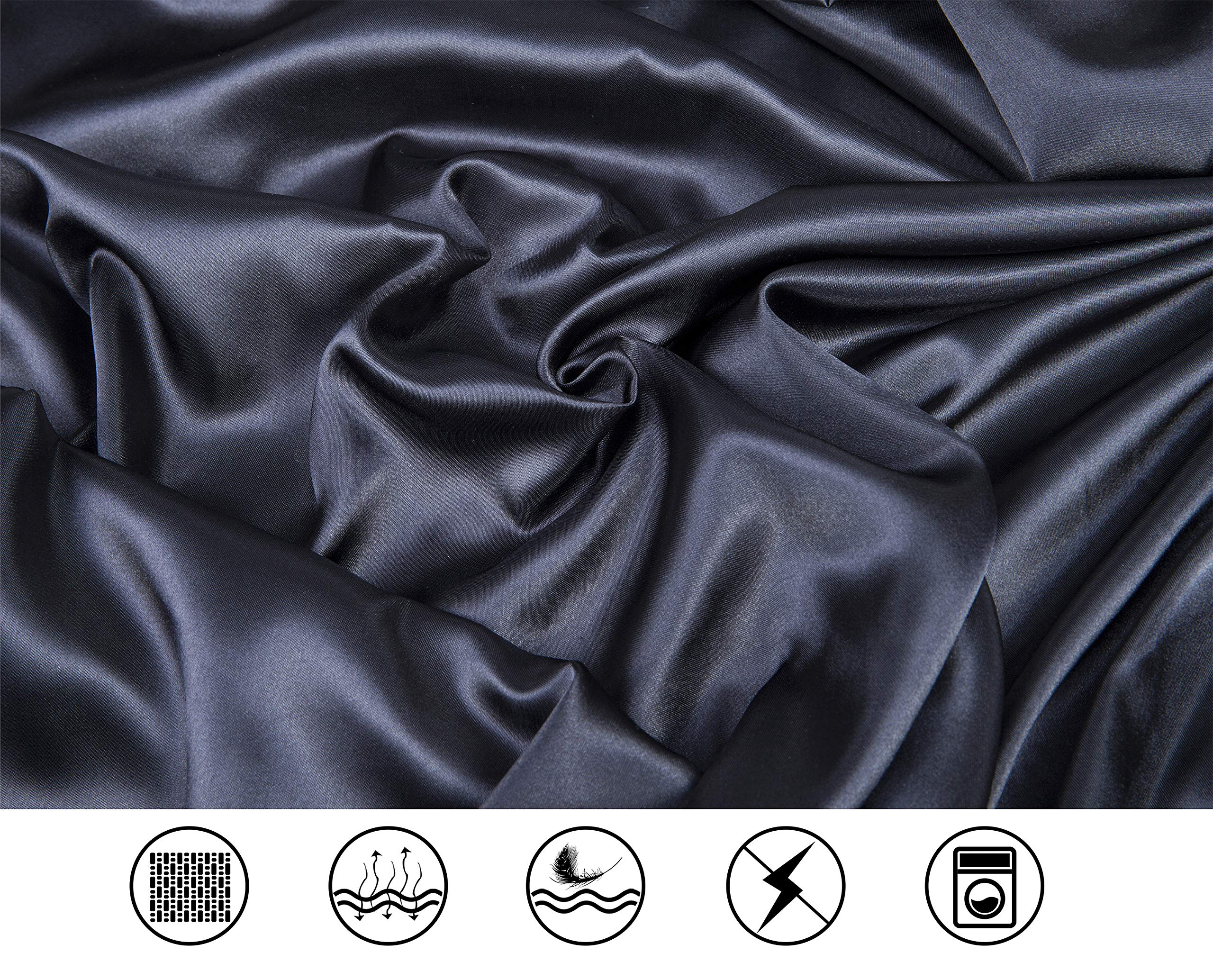 Lanest Housing Silk Satin Sheets, 3-Piece Twin Size Satin Bed Sheet Set ...