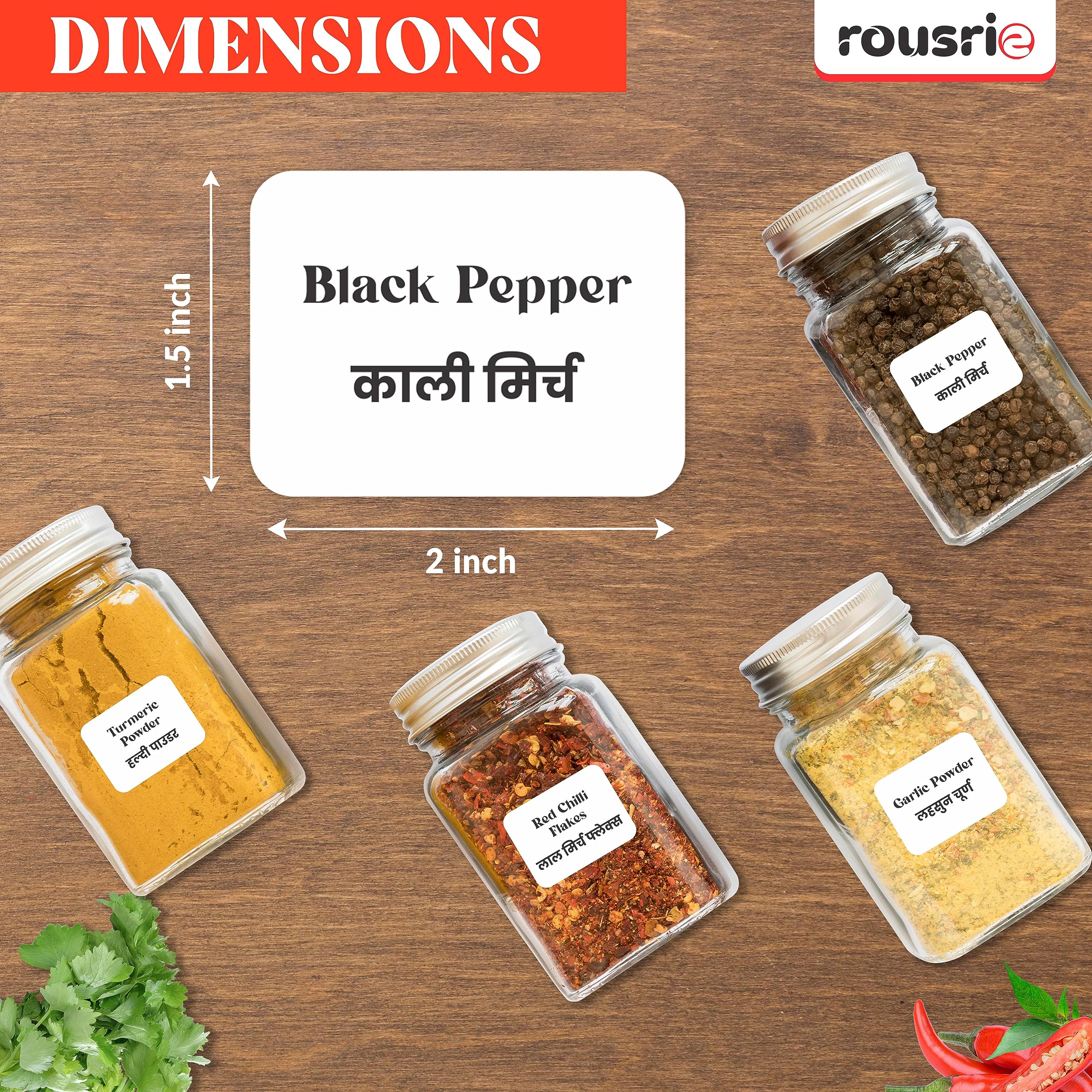 ROUSRIE Pack of 150 Waterproof Printed White Mason Jars Labels Kitchen Pantry Spice Jars Glass Bottles – Best Stickers & Organizing Label 1