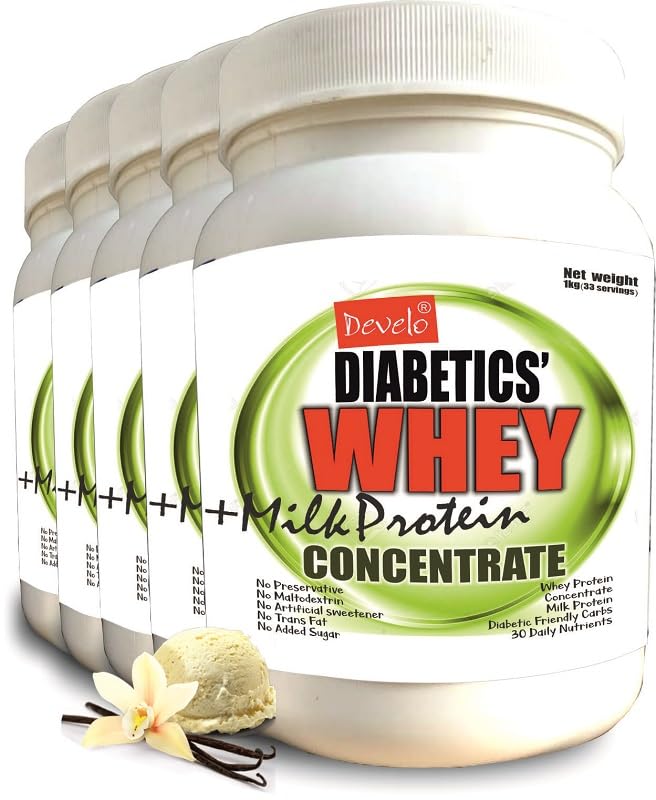Develo Whey Protein Powder for Diabetic Health & Optimum weight, Sugar Free Snack for Diabetes Care - 5kg (Pack of 5) Vanilla-image-43