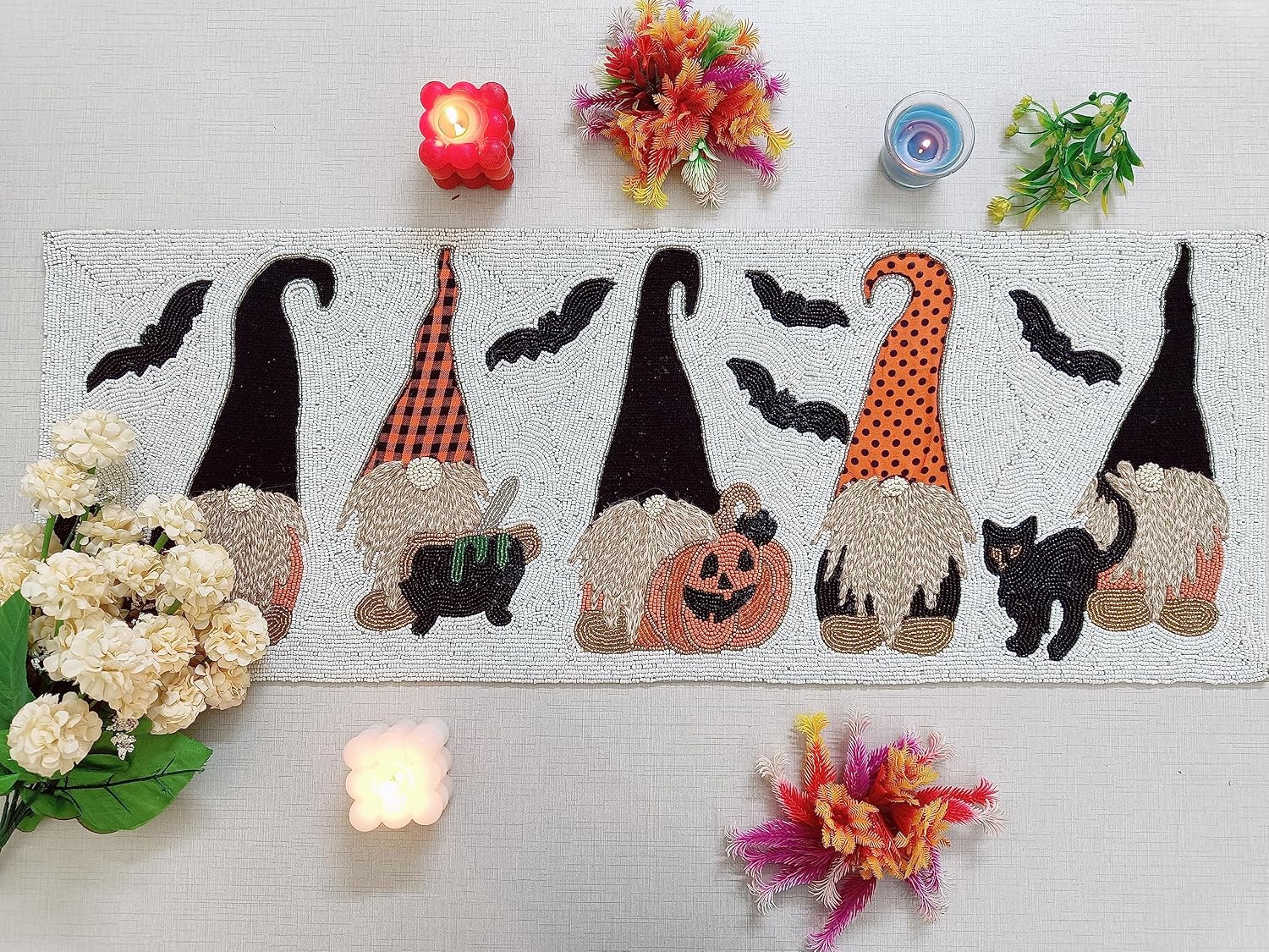 Amazon.com: RMU Handmade Bead Table Runner Halloween Night Fall ...