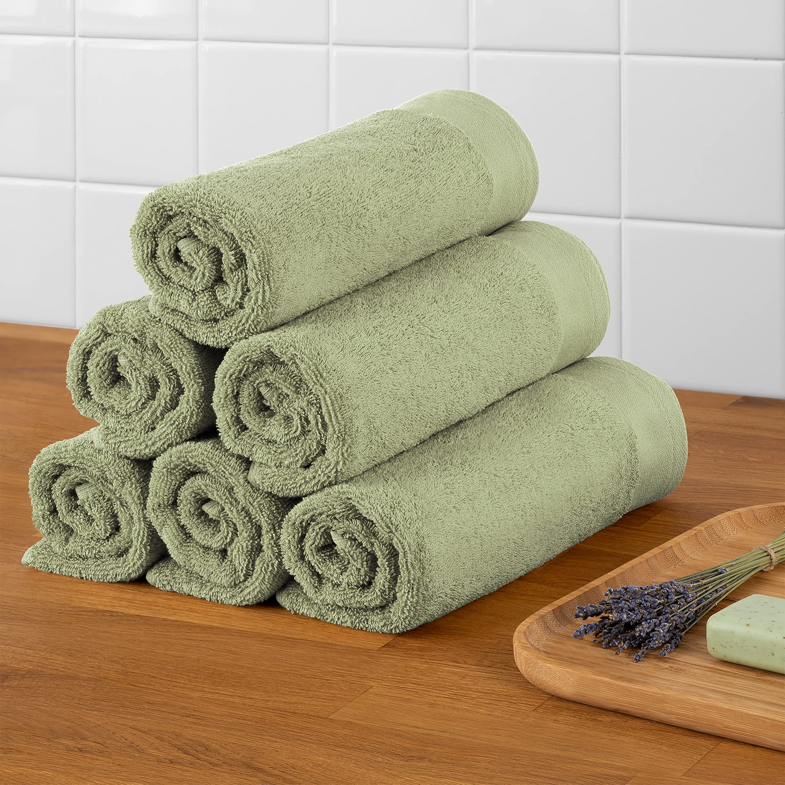 Blumtal Premium zestaw ręczników frotte z pętlą do zawieszania - bawełna certyfikowana Oeko-TEX, miękkie, chłonne - 10x ręcznik dla gości (30x50 cm), Pastel Green (zielony)