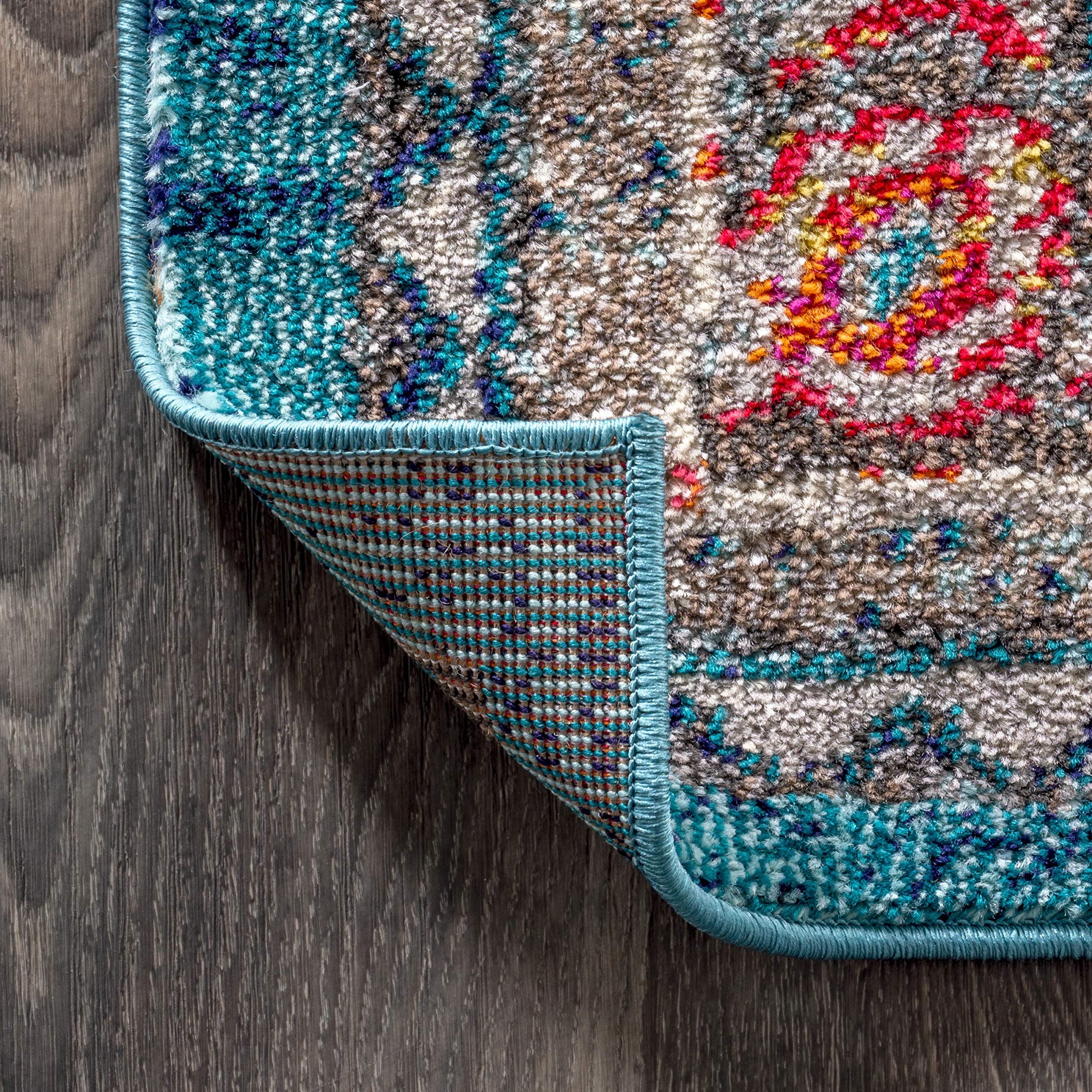 JONATHAN Y BMF102A-28 Bohemian Flair Boho Chic Medallion Indoor Area-Rug Floral Easy-Cleaning High Traffic Bedroom Kitchen Living Room Non Shedding, 2 ft x 8 ft, Blue/Yellow