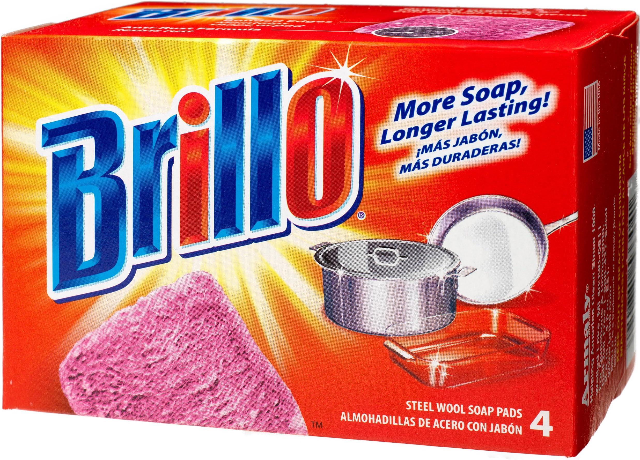 Steel Wool Soap Pads, Original Scent (Red), 4-Count