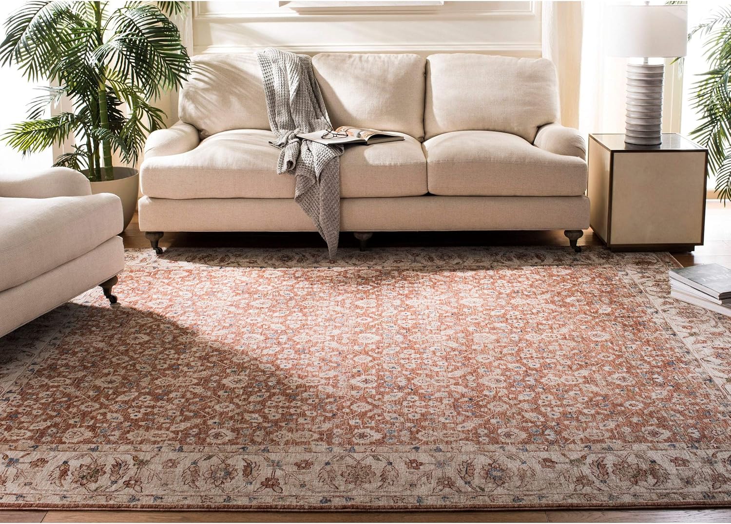 SAFAVIEH HRL701B-8 Rug 8' x 10' Beige/Light Rust