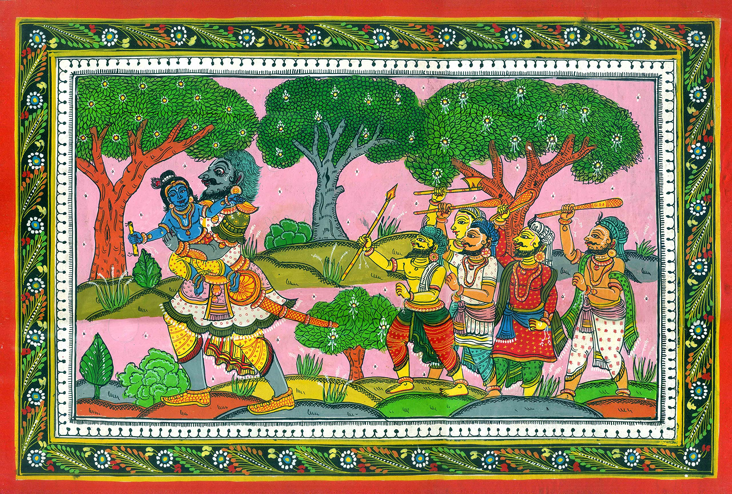 Peinture Trinavarta Krishna Bhagavat art traditionnel indien Patti