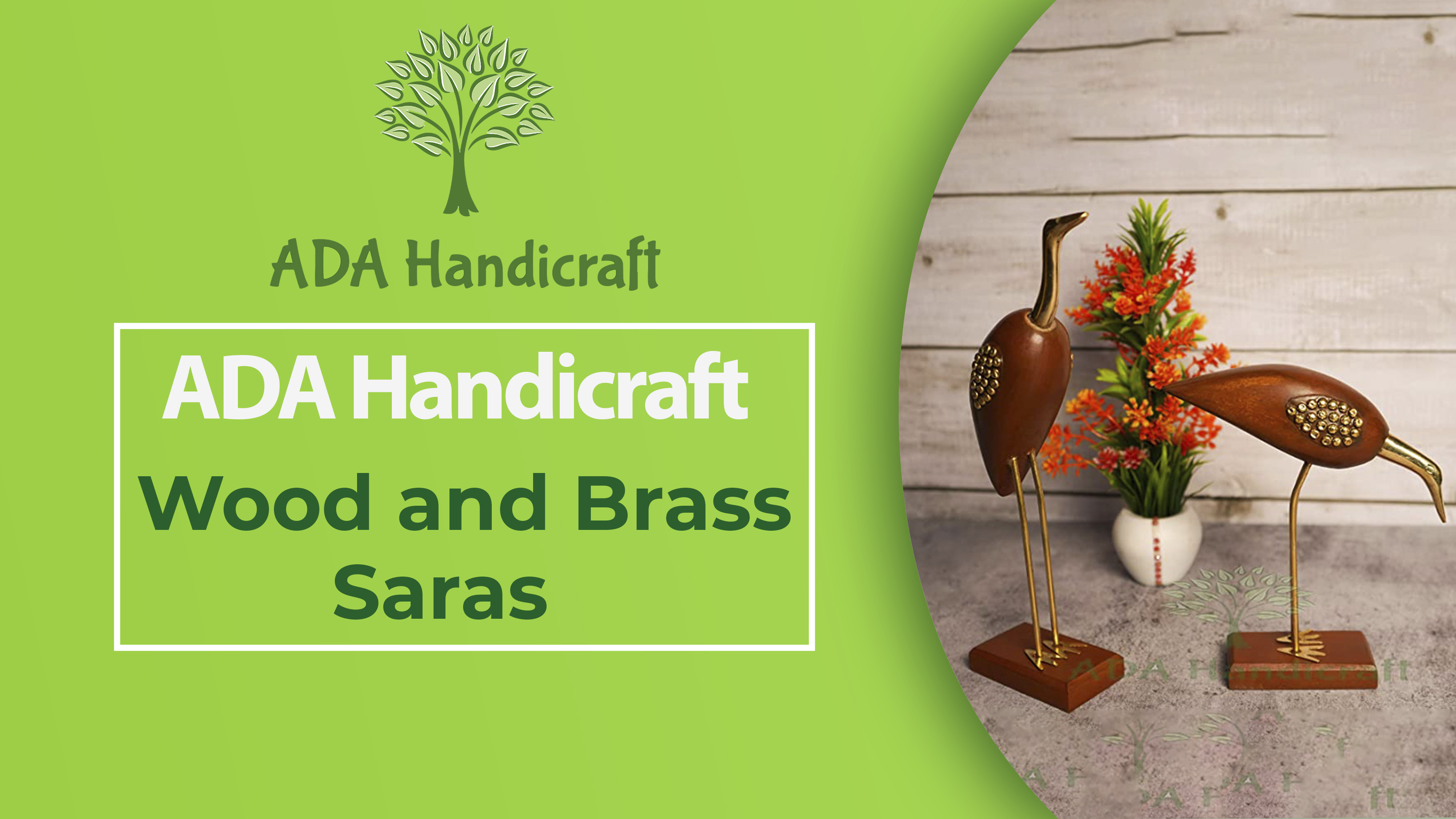 ADA Handicraft® Premium Wood Crane Couple Statue for Home Decor