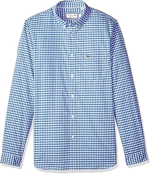 Amazon.co.jp: Lacoste Men's Long Sleeve with Pocket Gingham Poplin