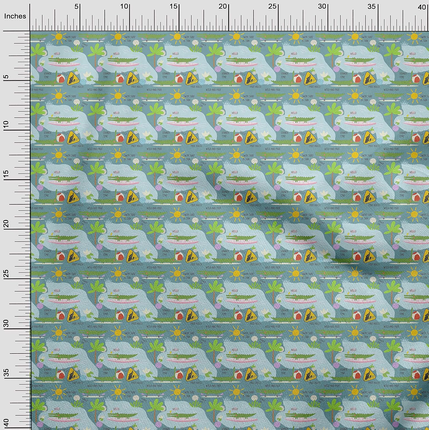 oneOone Viscose Chiffon Dusty Blue Fabric Kids Animal Quilting Supplie Print Sewing Fabric By The Yard 42 Inche Wide-9573