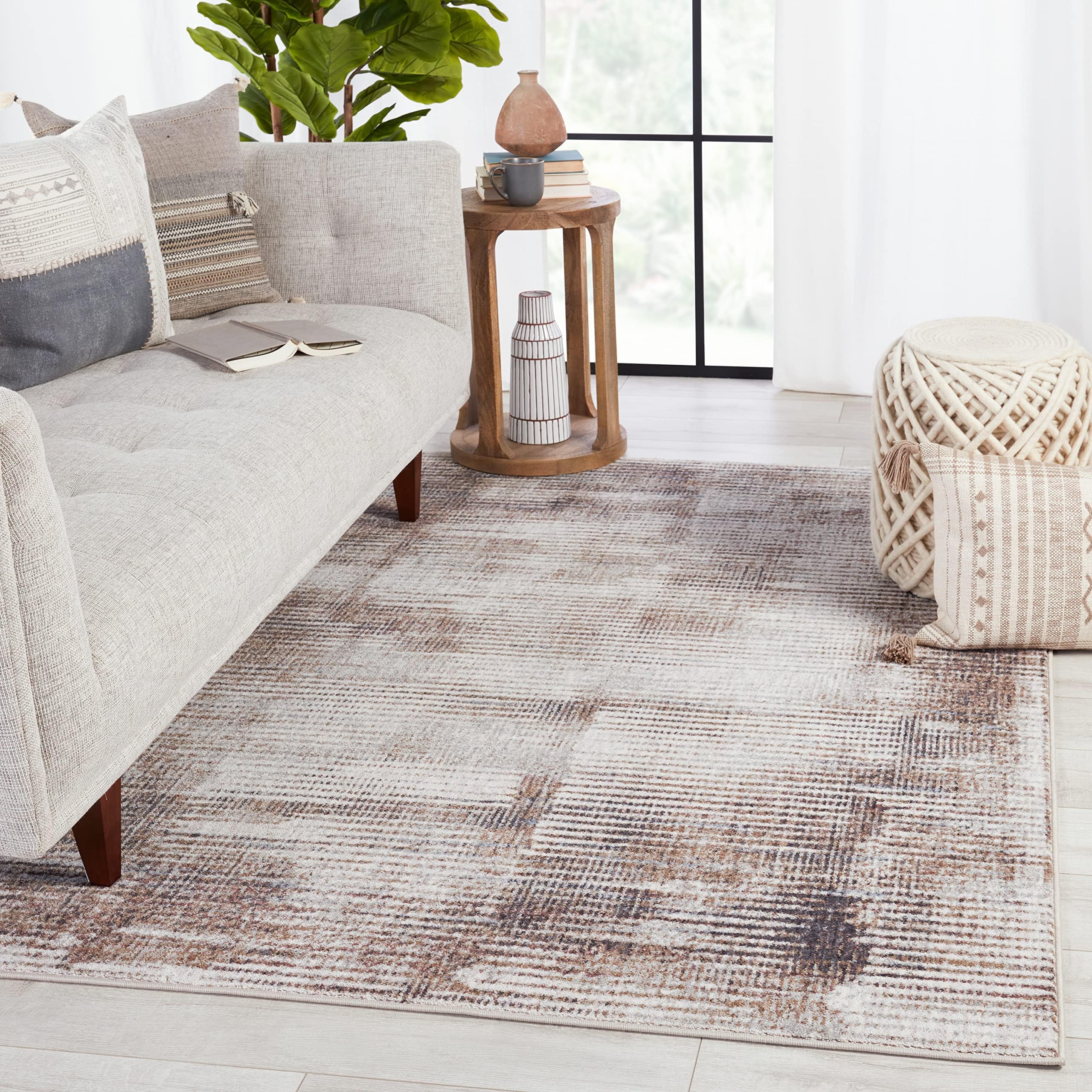 Sixton Abstract Light Gray/Brown Area Rug (8'X10')