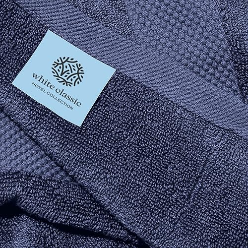 Miniatura 4 de White Classic Toallas de mano de lujo  Paquete de 6 paquetes de baño de lujo (azul marino)