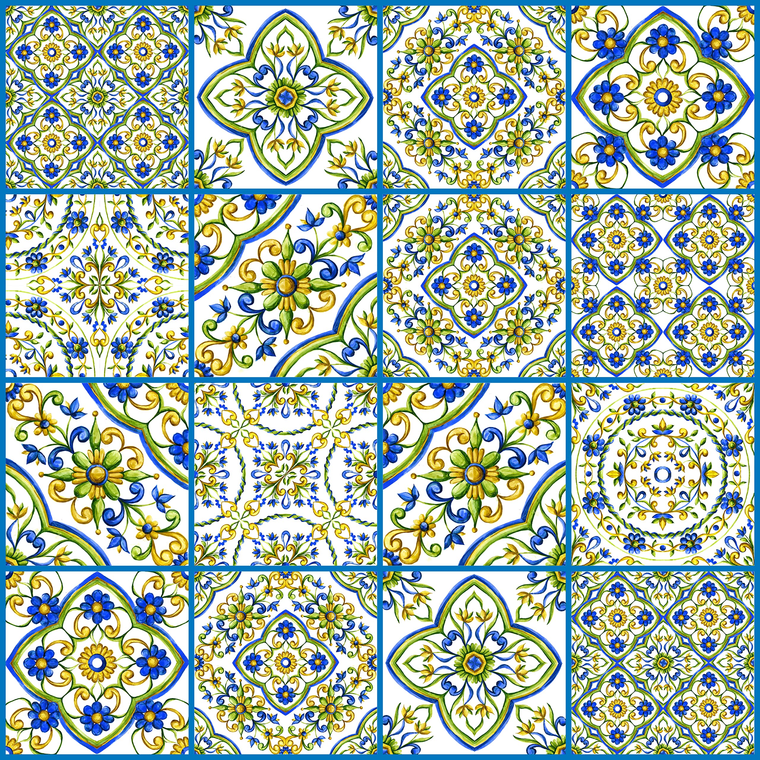 THE NISHA 24 PC Pack (4 X 4) Thin Art Eclectic Peel and Stick Wall Sticky Backsplash Vinyl Waterproof Removable Tile Sticker Decals for Bathroom & Kitchen, 4x4 Inch, Spring Time 1284