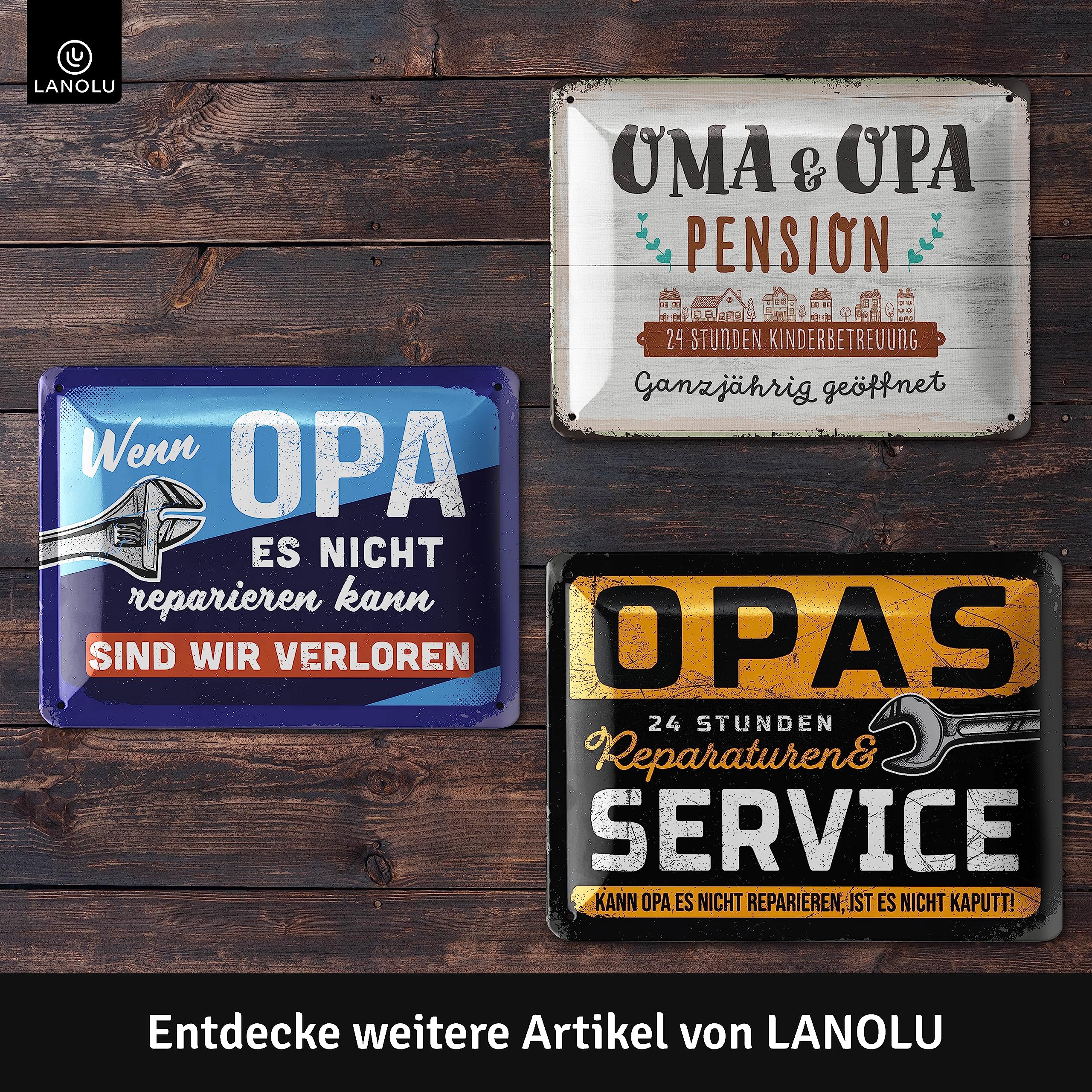 LANOLU Cartel De Chapa Retro Con Texto En Alemán "OPAS SERVICE