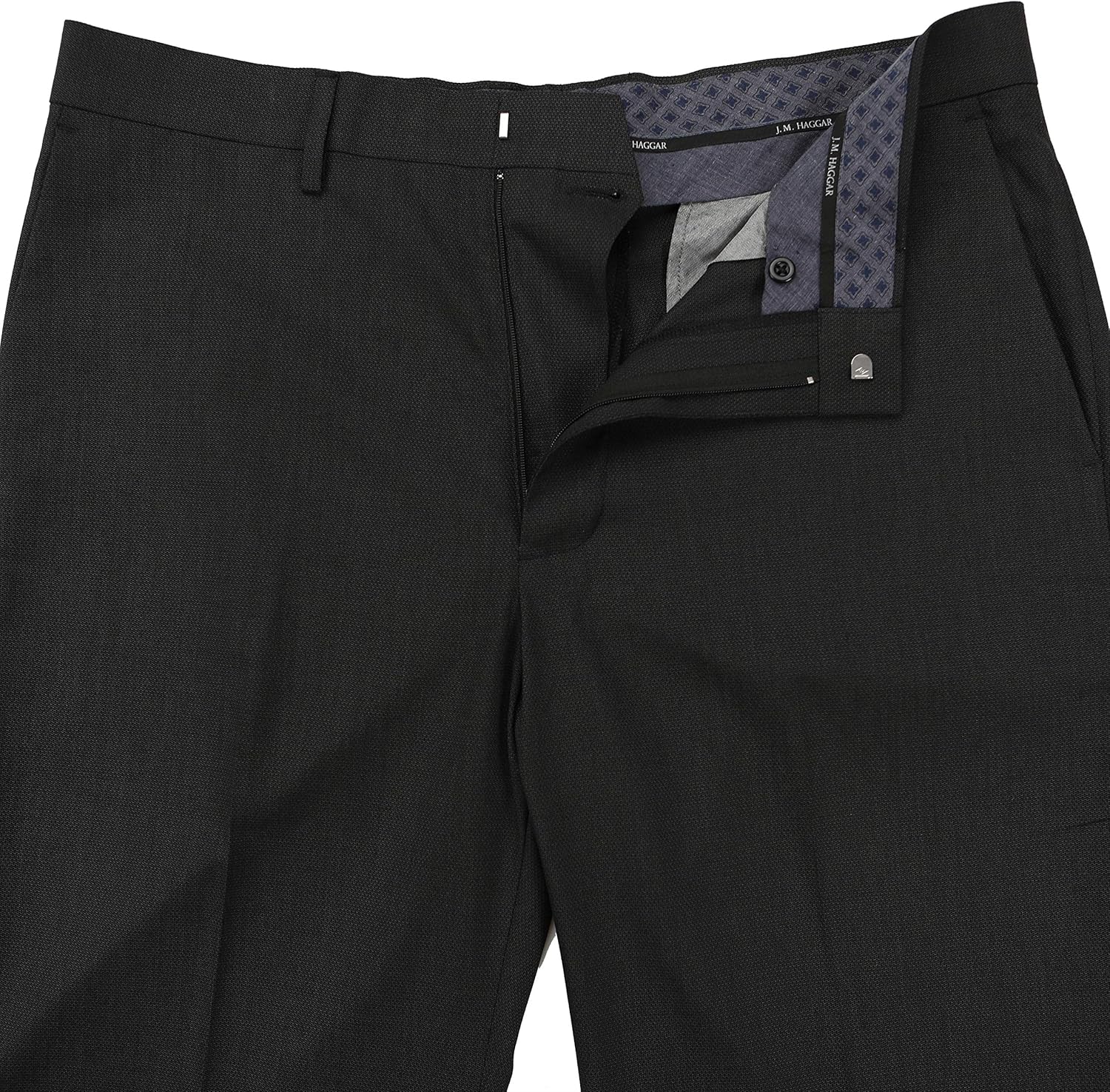 Haggar Men's J.M. Sharkskin Superflex Waist Flat Front Dress Pant, Medium Grey, 38Wx32L - Image 8