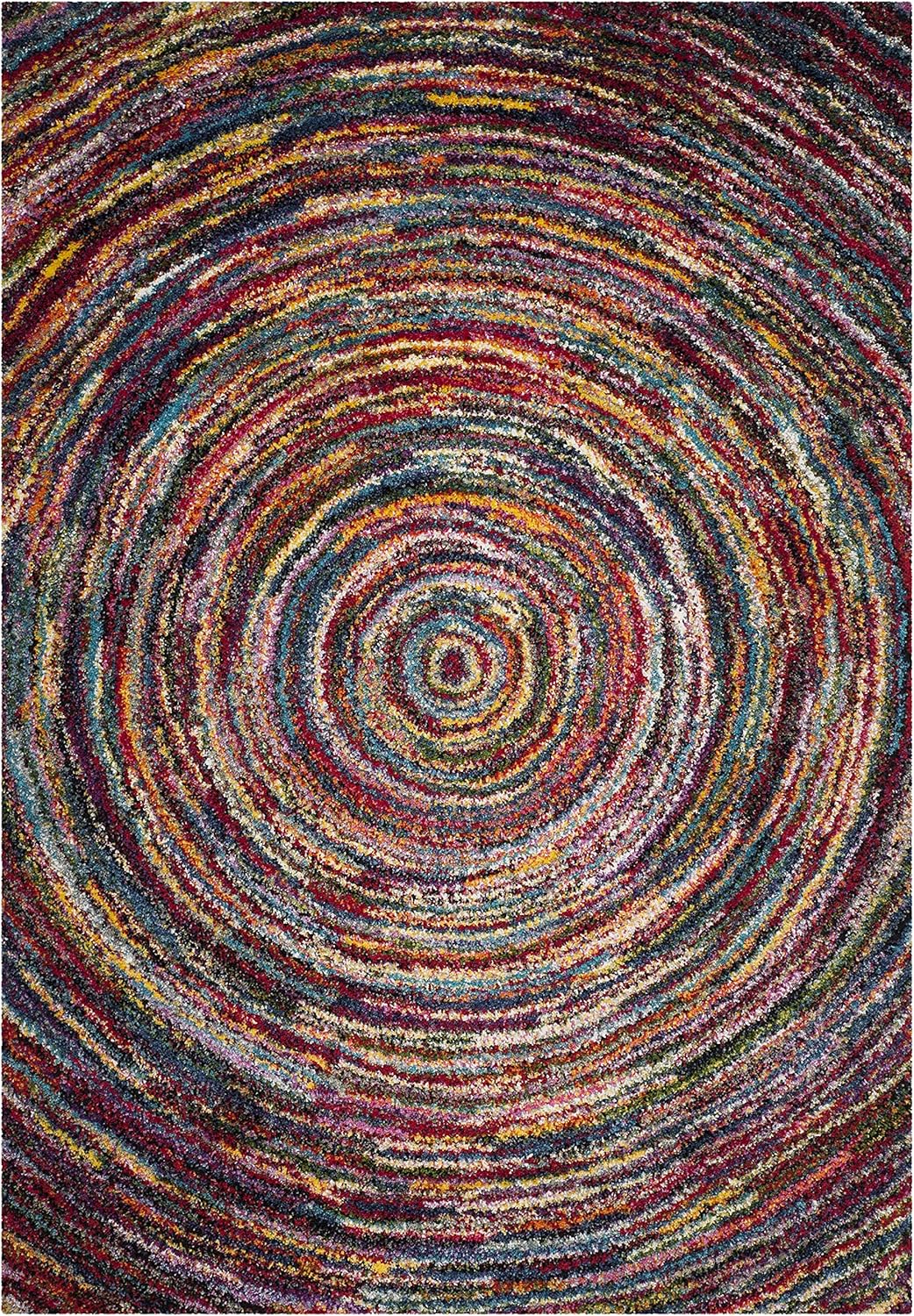 SAFAVIEH Fiesta Shag Collection Accent Rug - 4' x 6', Multi, Modern Abstract Design, Non-Shedding & Easy Care, 0.5-inch Thick Ideal for High Traffic Areas in Entryway, Living Room, Bedroom (FSG360M)