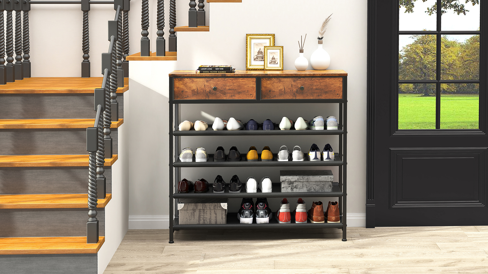 【送料無料】Industrial Shoes Rack Amazon.com: usikey Shoe Rack, 5 Tier Shoe Storage Organizer with 2