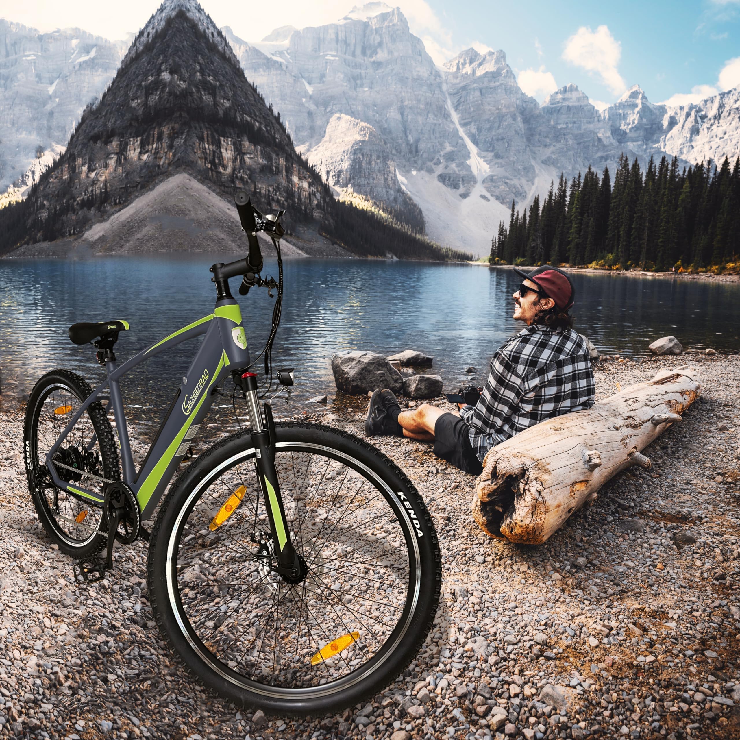 Vélo électrique SachsenRad R8 Flex II | 27,5/29 Pouces, Moteur 250 W, Batterie au Lithium 36 V/12,5 Ah, 25 km/h, Vitesses Shimano 7 Vitesses, Freins à Disque, écran LCD