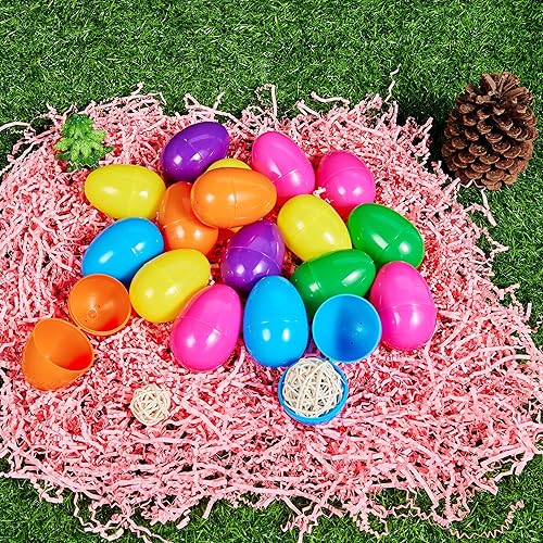 Miniatura 8 de JOYIN Juego de 100 huevos de Pascua coloridos de 3.15 pulgadas para llenar golosinas específicas, recuerdo de fiesta temática de Pascua, caza de