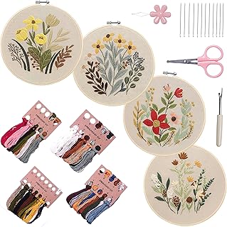Sponsored Ad - 4 Sets Embroidery Kit for Beginners,Embroidery Kit for Art Craft Handy Sewing Include Embroidery Clothes wi...