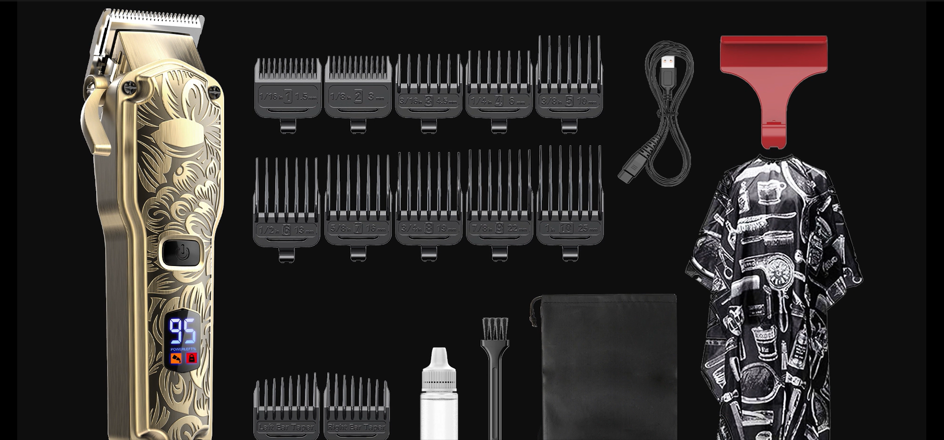 Jack Rose Hair Clippers For Men Set Professional, Cordless Men - View #13
