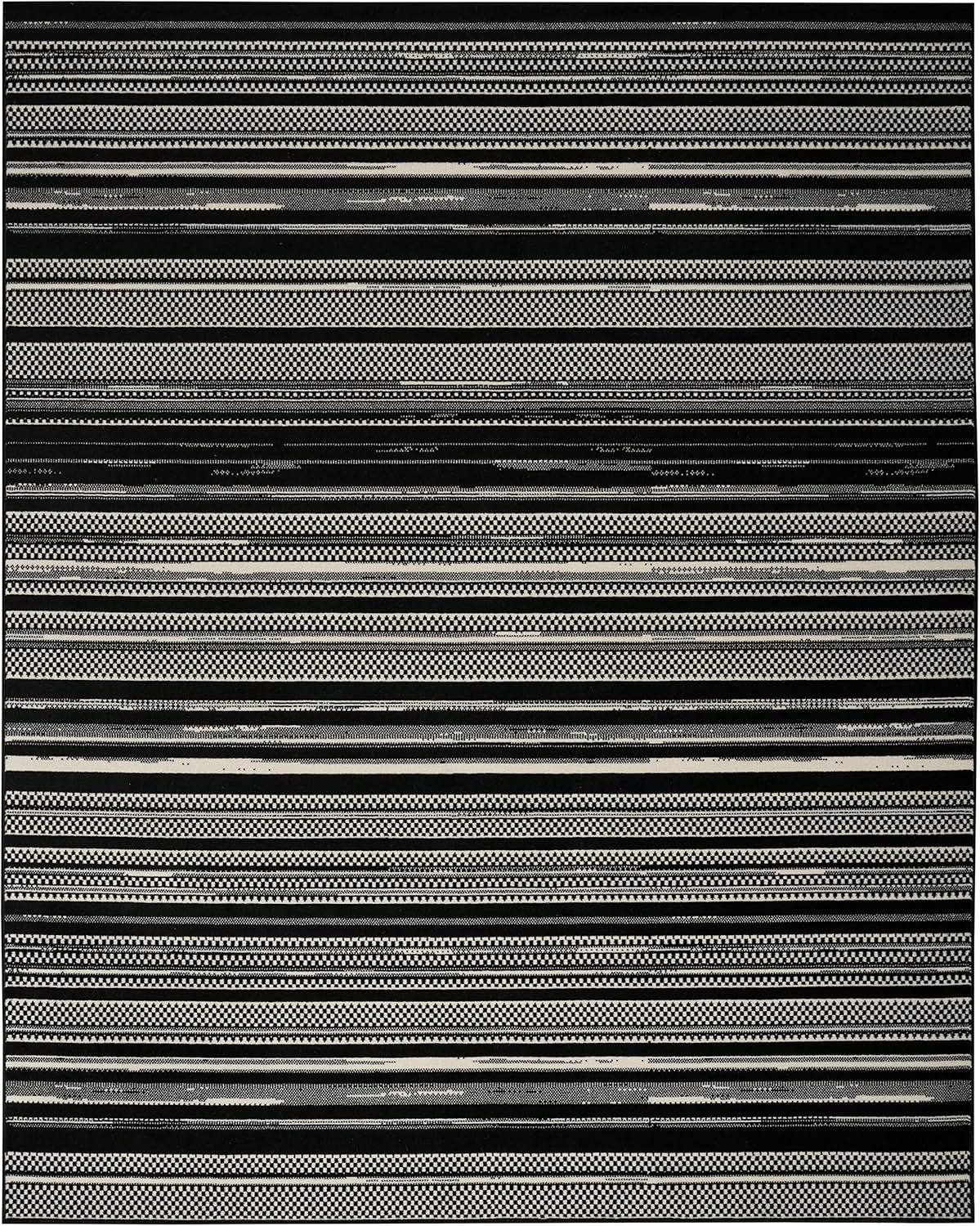 Nourison Home Grafix Black White 5'3" x 7'3" Area Rug - Easy Clean, Non Shedding, Bed Room, Living Room, Dining Room, Kitchen (5' x 7')