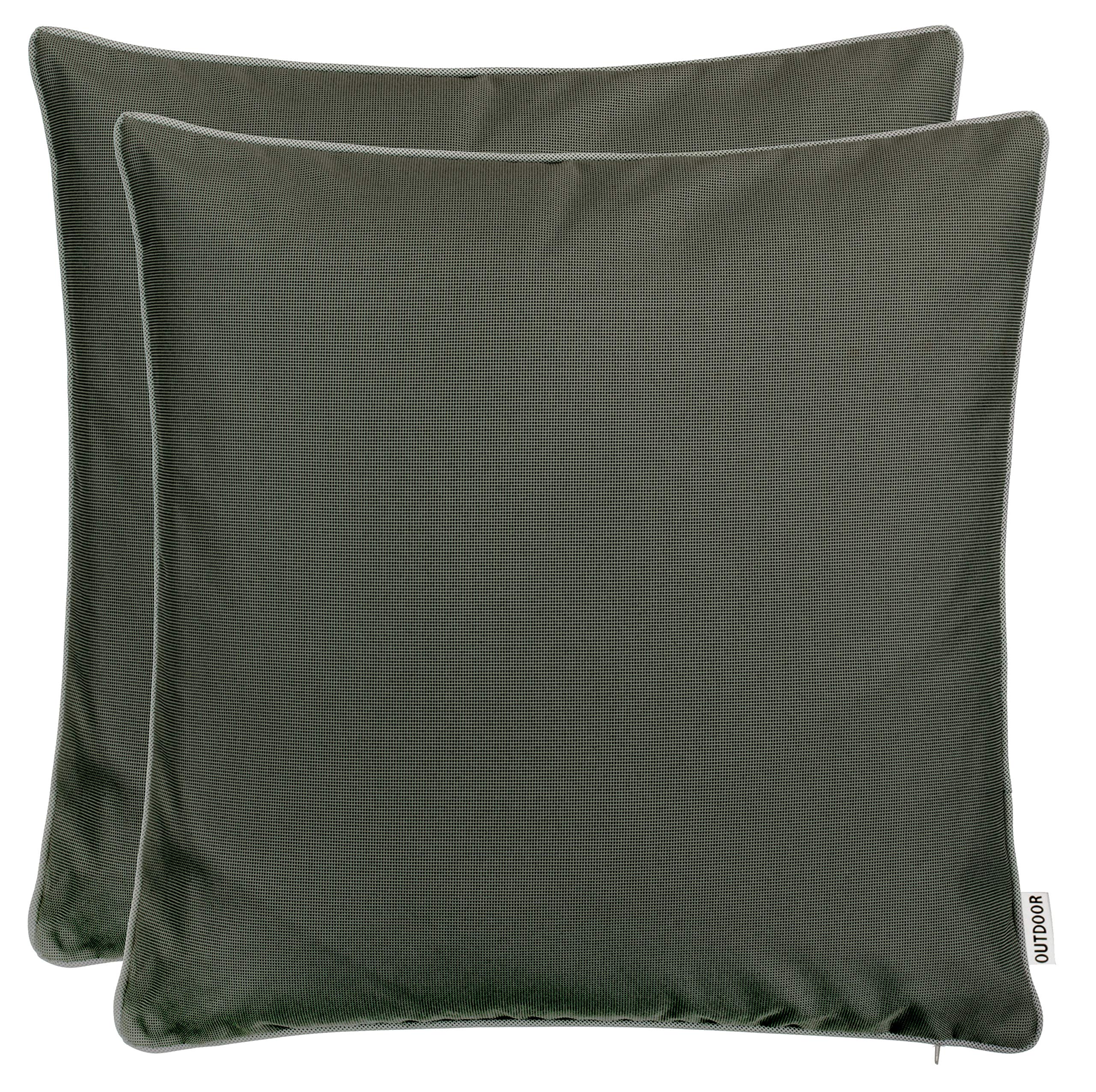 Brandsseller Lot de 2 Coussin d’extérieur 45x45 cm – Coussins décoratifs imperméables avec Passepoil – Résistants aux intempéries pour Jardin, Balcon, Terrasse et Canapé - Anthracite