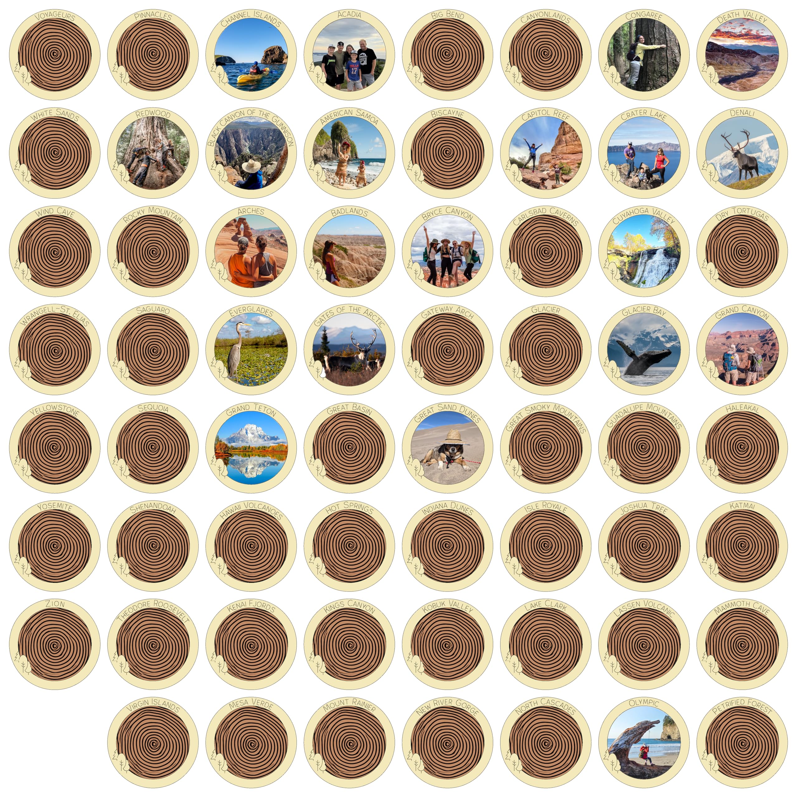 1DEA.me USA National Parks Photo Map Tracker - 63 Park Frames for Pictures - Includes Secure Photo Maker - 25x25 in - Easy to Use, Built to Last and Uniquely Yours