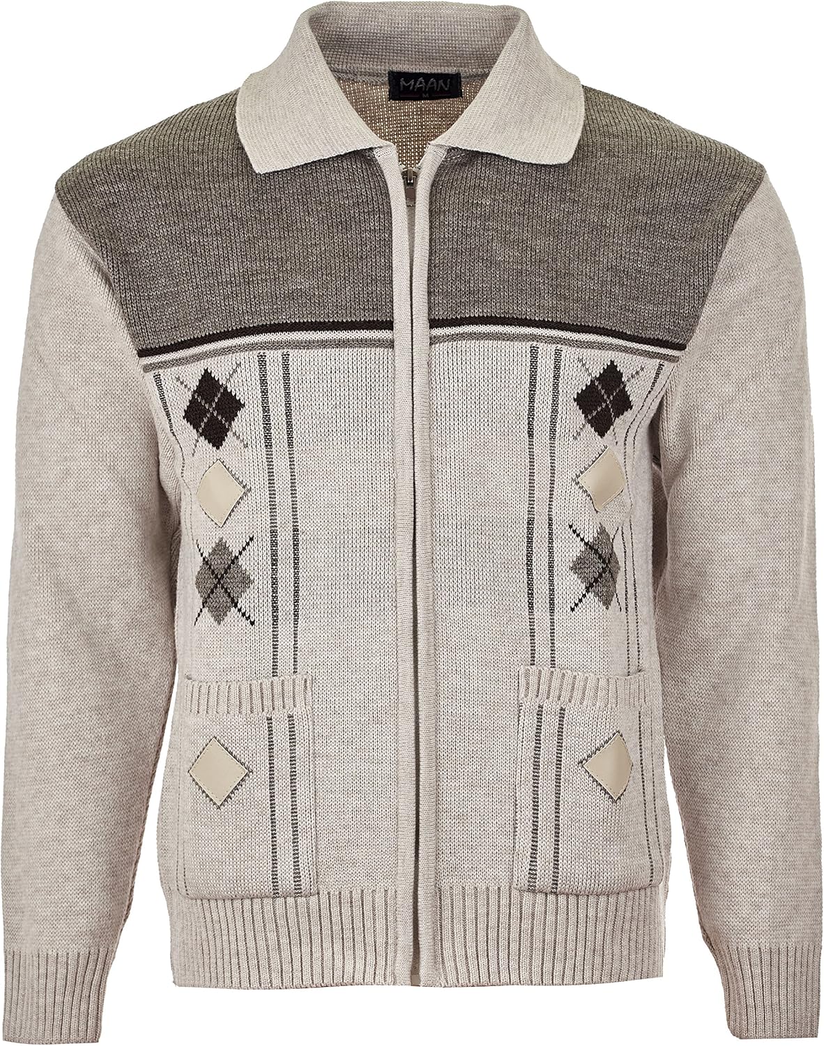 mens grey chunky knit cardigan