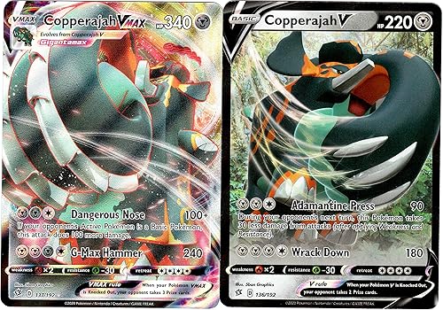 Pokemon Juego de cartas Rebel Clash Vmax - Copperajah V 136/192 y Copperajah VMAX 137/192 - Lote de 2 cartas ultra raro disponible en Yaxa Guatemala
