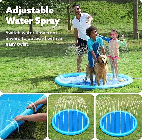 Miniatura 2 de SLOOSH Tapete antideslizante de 72 pulgadas para salpicaduras, juguetes de agua para exteriores, tapete de juego para niños y perros, regadera