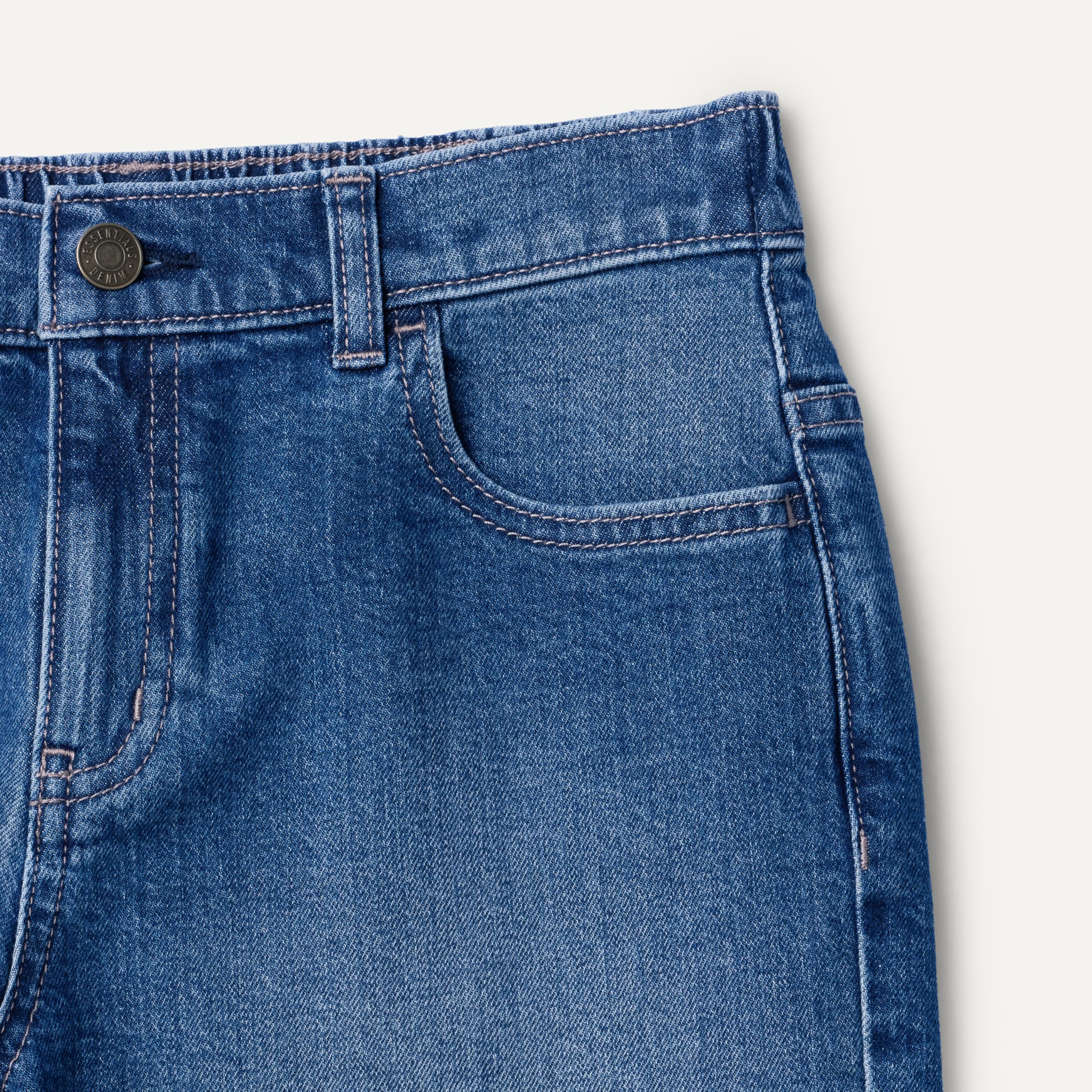 Amazon Essentials Short En Denim Découpé Moyennement Extensible, Taille Mi-Haute Fille