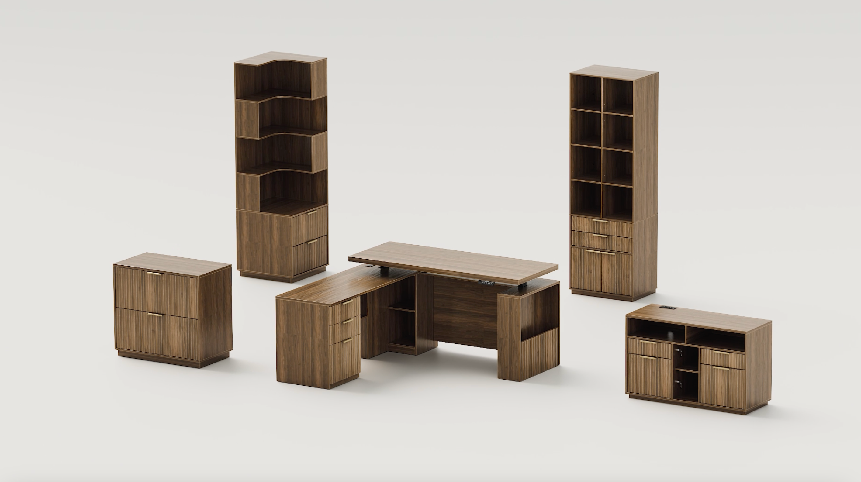 Amazon.com: Perledesign Bookshelf with Doors and 2 Drawers