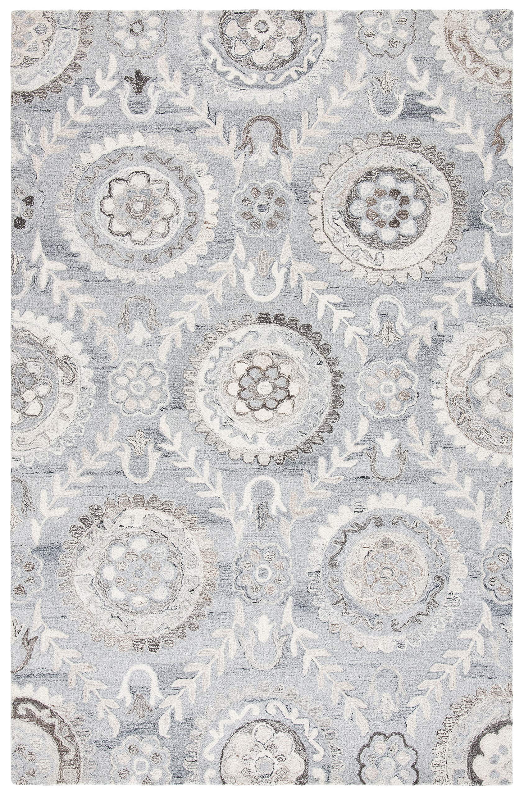 SAFAVIEH Suzani Collection 8' x 10' Grey SZN334F Handmade Boho Premium Wool Area Rug