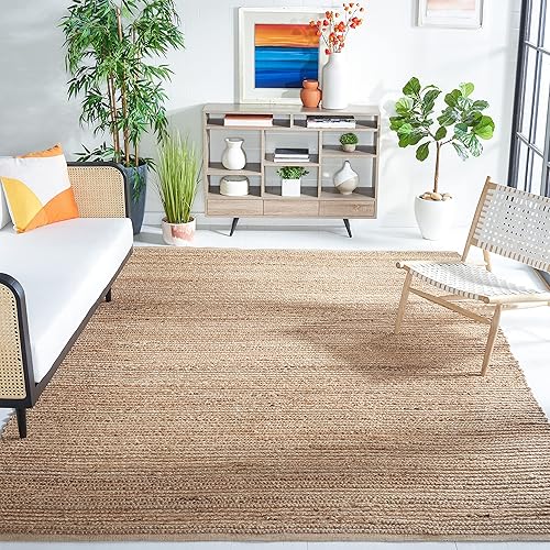 SAFAVIEH Cape Cod Collection - Alfombra de área de 9 x 12 pies, natural, yute trenzado hecho a mano, ideal para zonas de alto tráfico en sala de