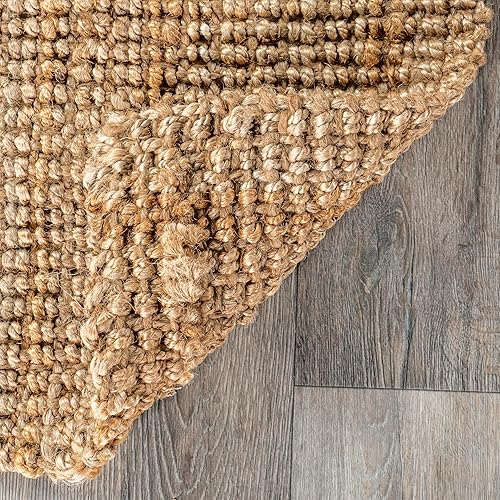Miniatura 5 de nuLOOM Ashli - Alfombra sólida de yute estilo casa de campo, 2 pies 6 pulgadas x 8 pies, color natural
