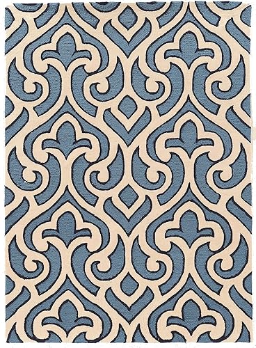 Linon Trio - Alfombras de fibra natural, 5 x 7 pulgadas, color azul roto