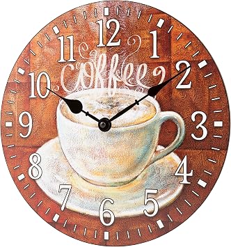 La Crosse Clock 404-2631C-INT 12-Inch Round Coffee Decorative Quartz Analog Wall Clock