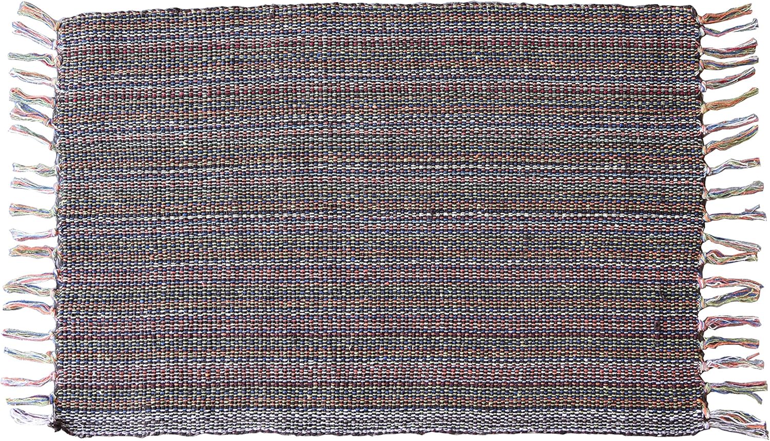 Brown 2x3' Doormat Rug Hand Woven Cotton Area Rugs for Entryway Kitchen - Reversible Lightweight Machine Washable Mat