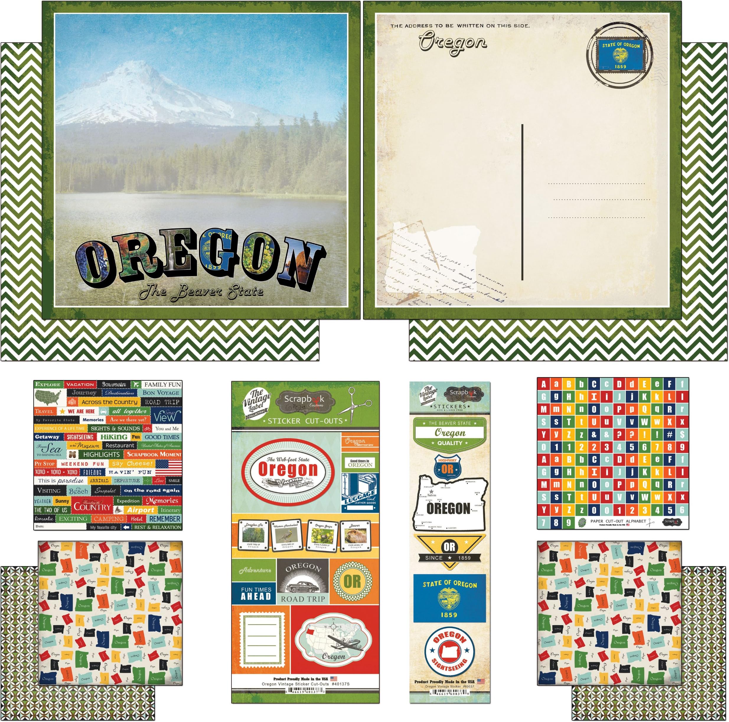 Scrapbook CustomsThemed Paper and Stickers Scrapbook Kit, Oregon Vintage, 12 inch by 12 inch