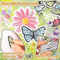 Vista 3 de NICEVINYL Parches de flores para planchar en la ropa: 90 piezas de bonitos parches de margaritas multicolores para coser en mochilas - Parches