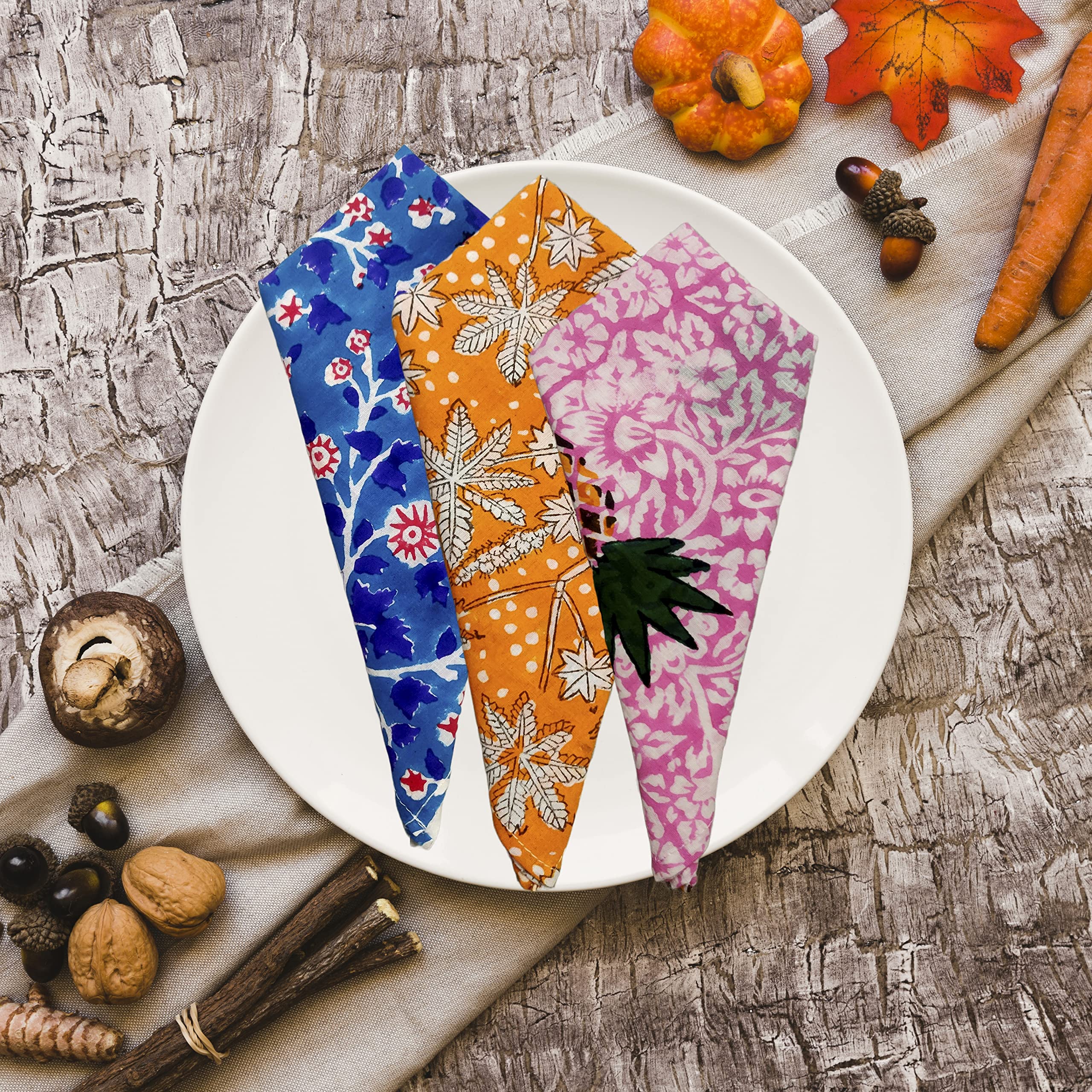 Servietten, 100 % Baumwolle, Set mit 20 Stoffservietten, dekorativ, waschbar, für Geschenke, Zuhause, Küche, Esszimmer, Cocktailpartys und Camping, Provence – Frühling/Sommer, 40,6 x 40,6 cm