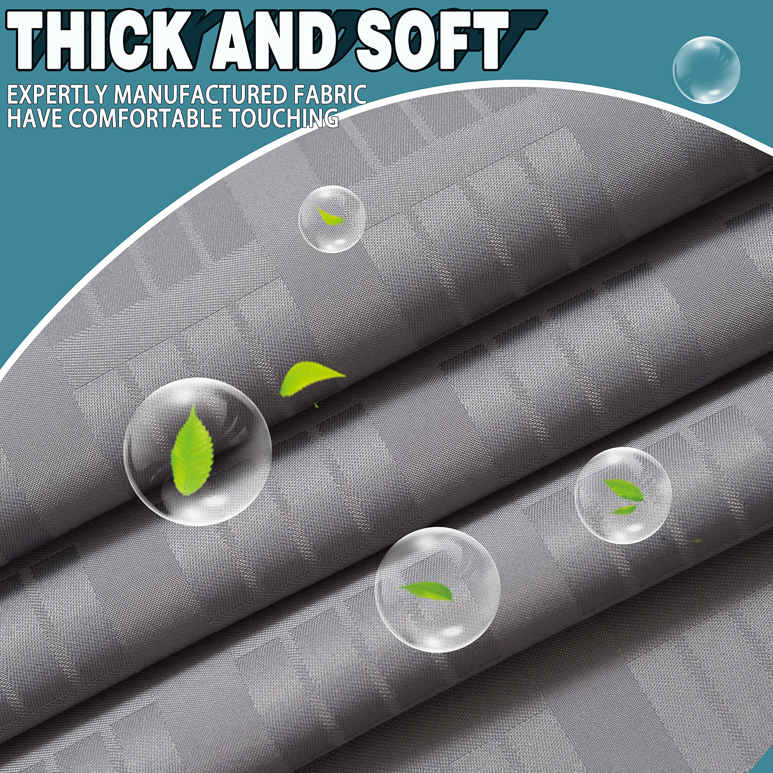 Conbo Mio Rideau de douche sans crochet avec doublure à clipser pour salle de bain Imperméable à l'eau Antirouille avec anneaux flexibles 71" x 74" Carreaux gris