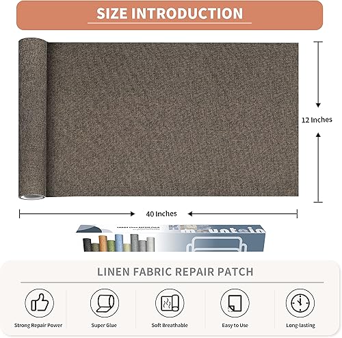 Vista 162 de Parches de reparación de lino grueso, parches de tela de lino autoadhesivos, 8 x 11 pulgadas, 2 unidades, multicolor, se pueden utilizar