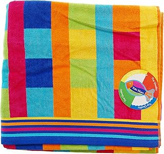 Jumbo Telo Mare 2 Posti Due Piazze Matrimoniale Cotone Spugna Egiziana 100% varicolori (Quadri Multicolor)