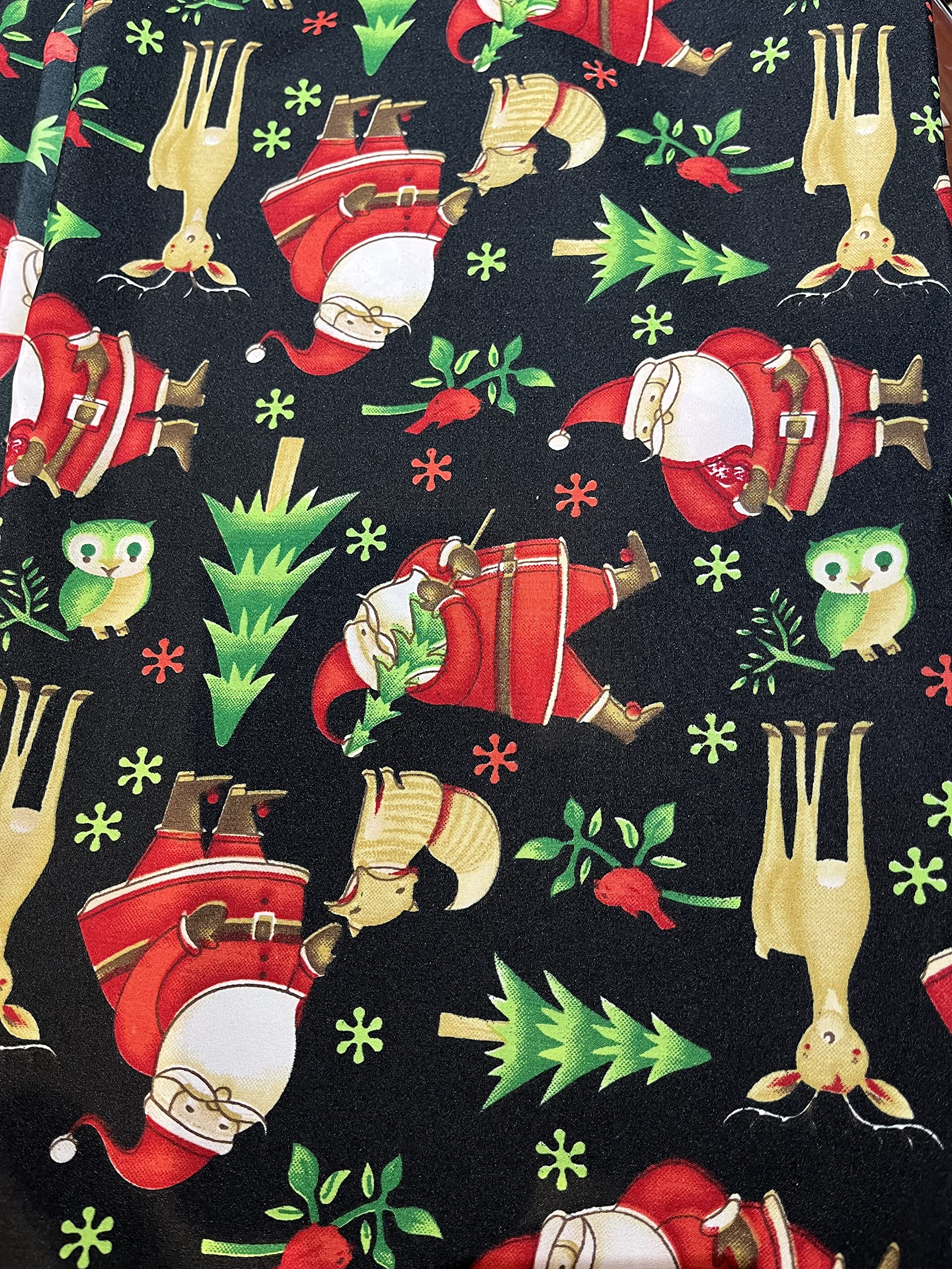 Rayon Christmas Country Animals Black bkg