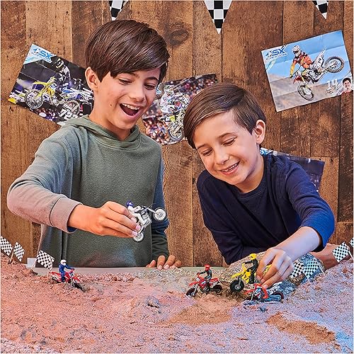 Miniatura 2 de Supercross, Auténtico paquete de 5 motocicletas fundidas a escala 1:24 con figura de jinete, moto de juguete para niños y coleccionistas a partir de