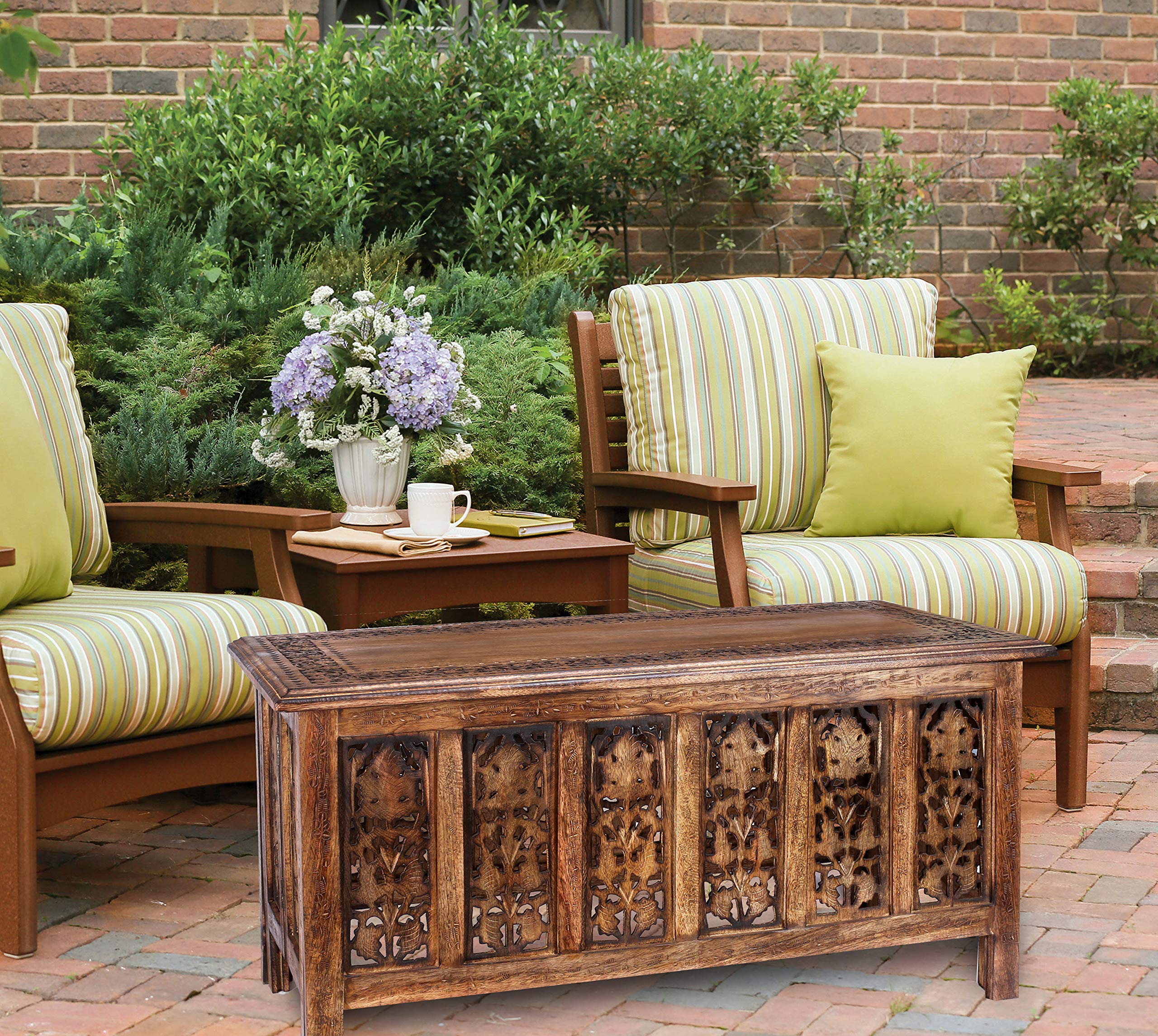 Photo 1 of Rectangular Wooden Coffee Table,Vintage Coffee Table Wood, Modern Wooden Coffee Table, Side Tables, Entryway Table, Living Room Side Table for Magazines, Books and Plants-36x18 Inch - Burnt