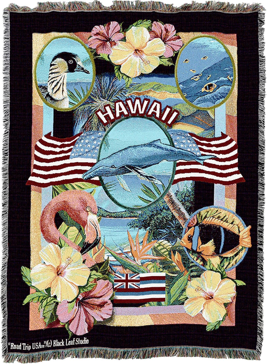 Pure Country Weavers State of Hawaii Blanket by Dwight D Kirkland - Gift Tapestry Throw Woven from Cotton - Made in the USA (72x54)