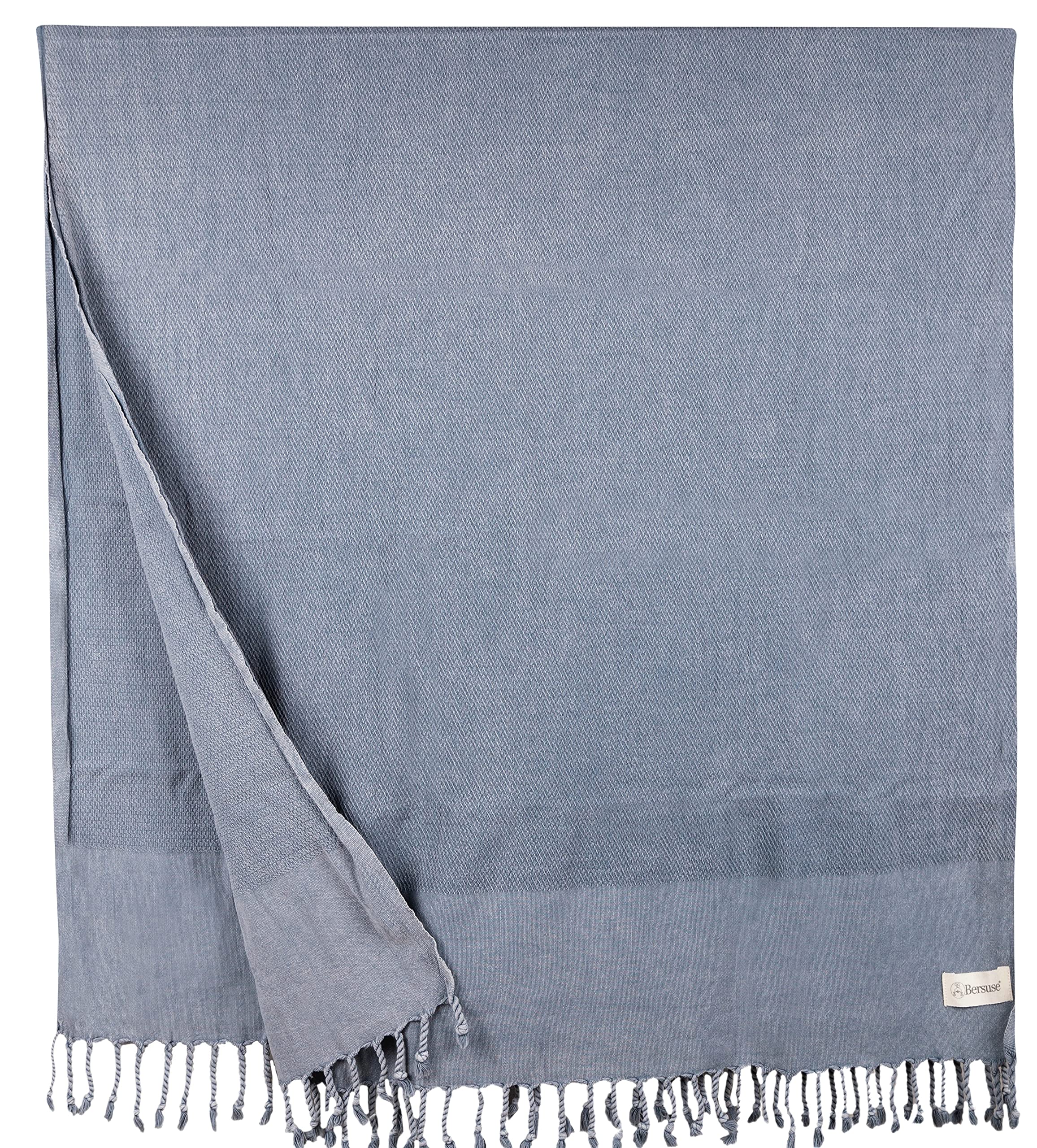 Bersuse 100% Coton - Zuma Serviette Turque - Drap de Bain, Serviette de Plage - Fouta Peshtemal - Oeko-TEX - 83x170 cm, Anthracite