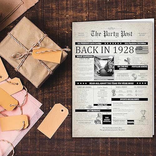 Miniatura 5 de Tarjeta de cumpleaños número 97, tarjeta jumbo de feliz cumpleaños para hombres o mujeres nacidos en 1928, regalos divertidos grandes para papás o