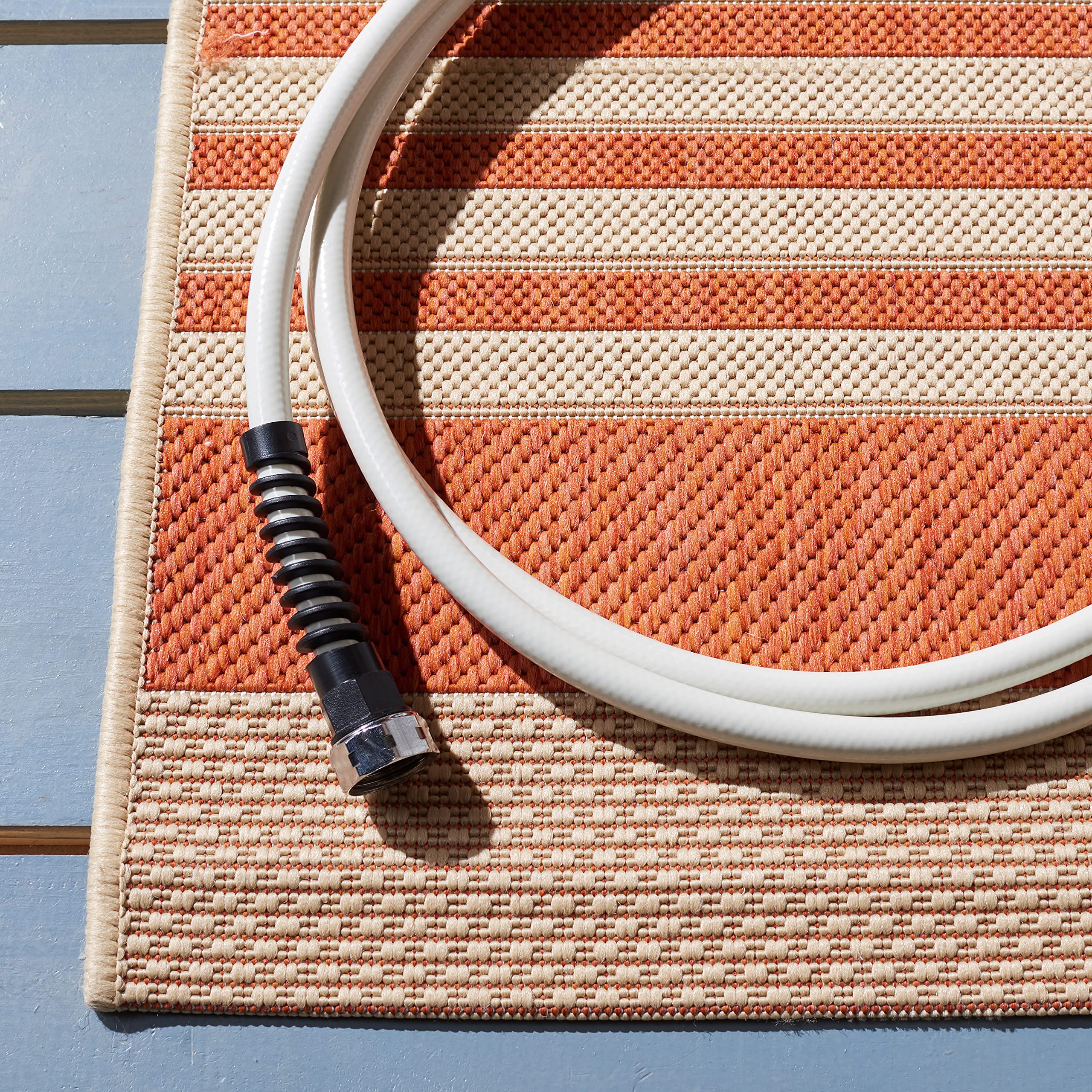 Safavieh Striped Indoor/Outdoor Woven Accent Area Rug, Courtyard Collection, CY6062, in Green / Beige - Image 4
